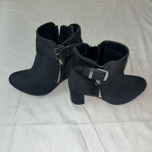Unisa Black Ankle Boots with Silver Buckle